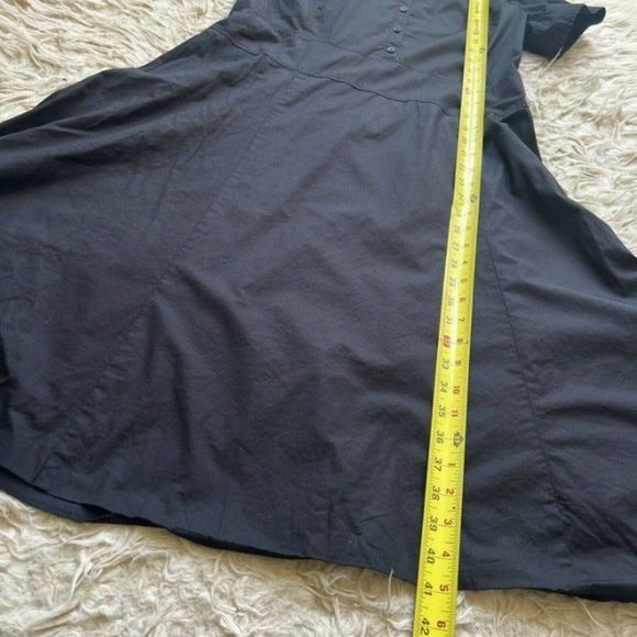 Halogen Womens Fit & Flare Black Shirt Half Button Midi Dress Collared Large - Picture 8 of 12